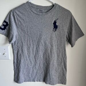 Polo Ralph Lauren Gray Big Pony Tee Shirt 3 Boys Size Large 14-16 GUC